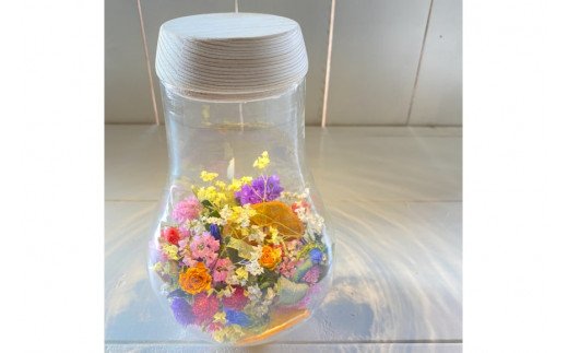 摘みたてお花 で作った ドライフラワーボトル L 完成品 花 おしゃれ 花束 インテリア 878herve ハナヤエルベ ふるさと納税 モンベル
