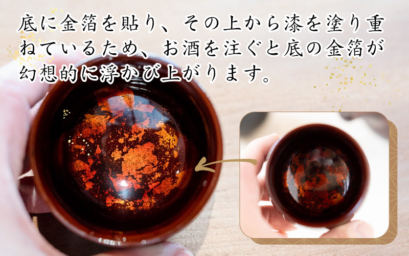 越前漆器 ぐい呑み 2色セット 金箔溜塗・真塗 酒器 日本酒 天然