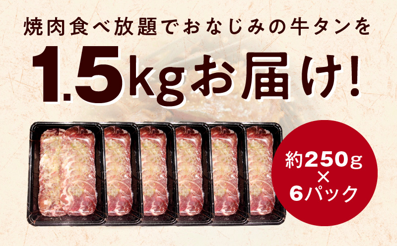 G1780 ねぎ塩 牛たん（成型）合計 1.5kg 小分け 250g×6【牛肉
