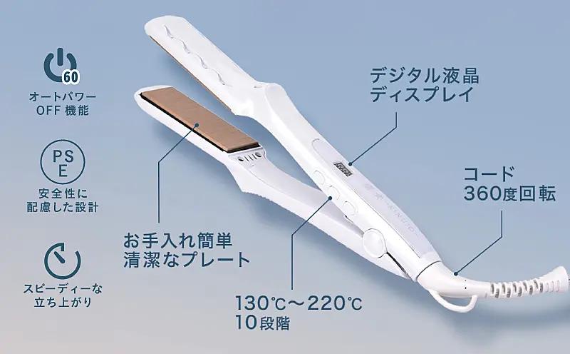 LUNA ストレートヘアアイロン ホワイト IBS0003 KINUJO ストレートヘアアイロン ホワイト ｜ ふるさと納税
