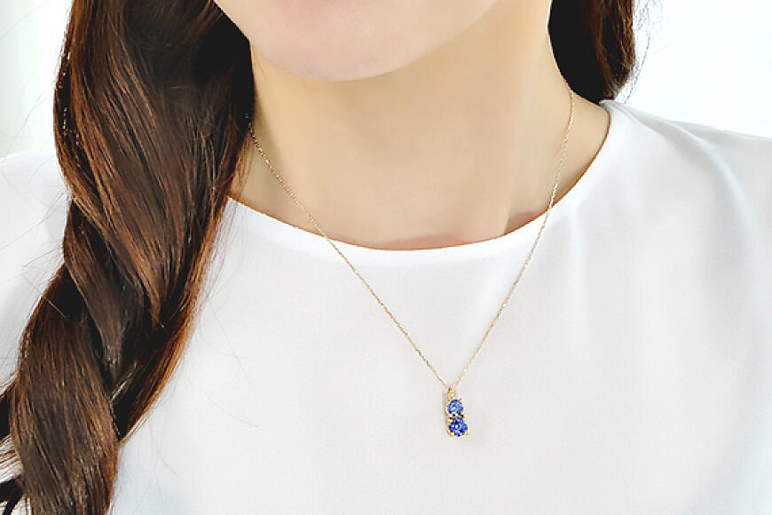 ネックレス K18YG イエローゴールド 大粒 タンザナイト 1.5ct
