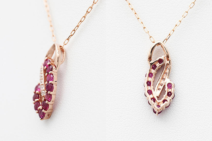 ネックレス K18PG ピンクゴールド ルビー ダイヤモンド 0.05ct【f134 