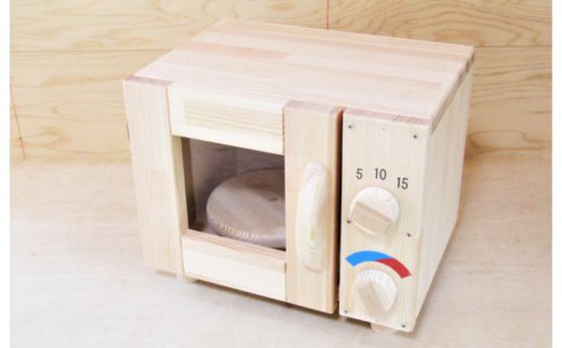 099H2128 手作り木製「棚付き」ままごとキッチン 大型レンジ付き すか
