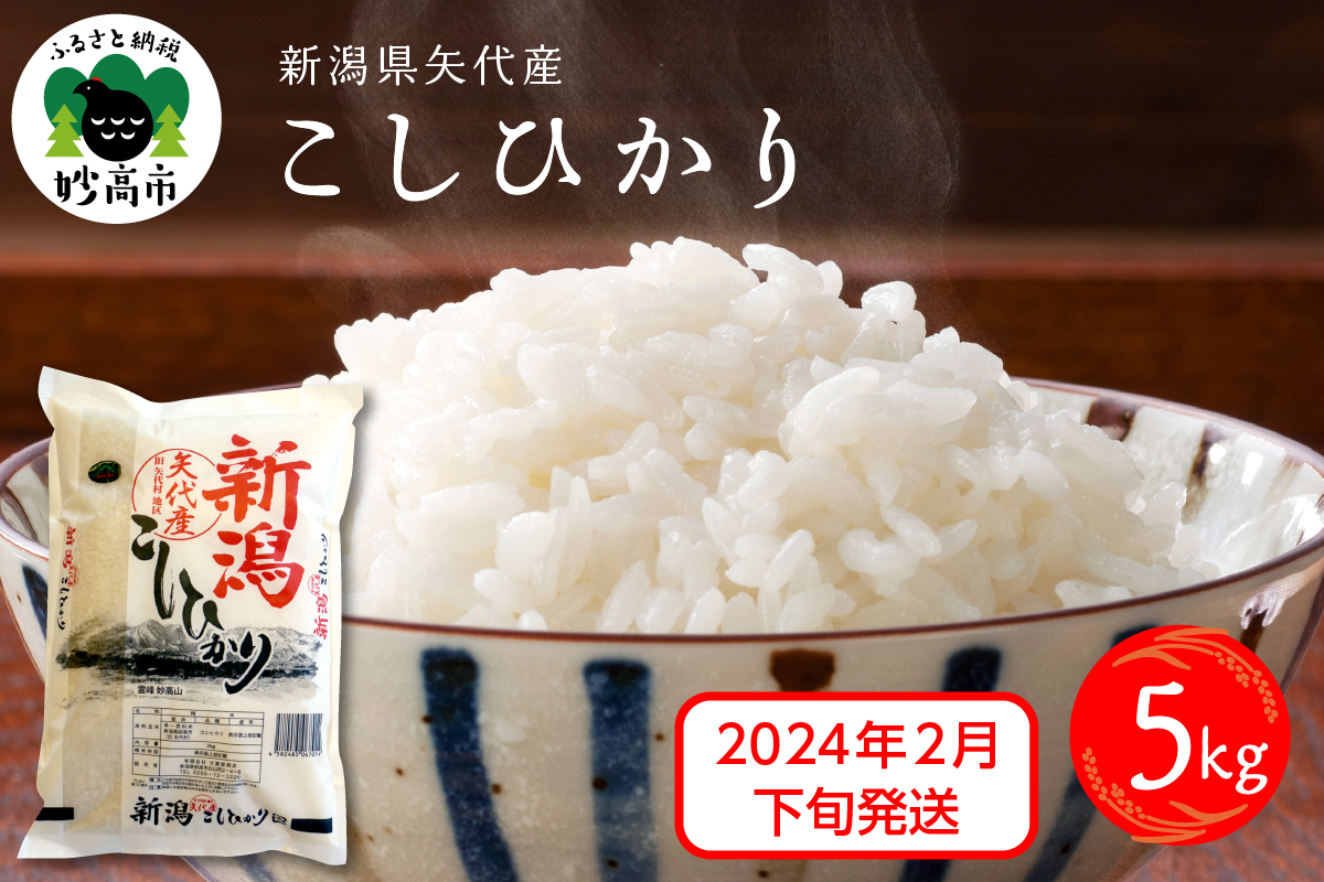 2024年2月下旬発送】新潟県矢代産コシヒカリ5kg※沖縄県・離島配送不可